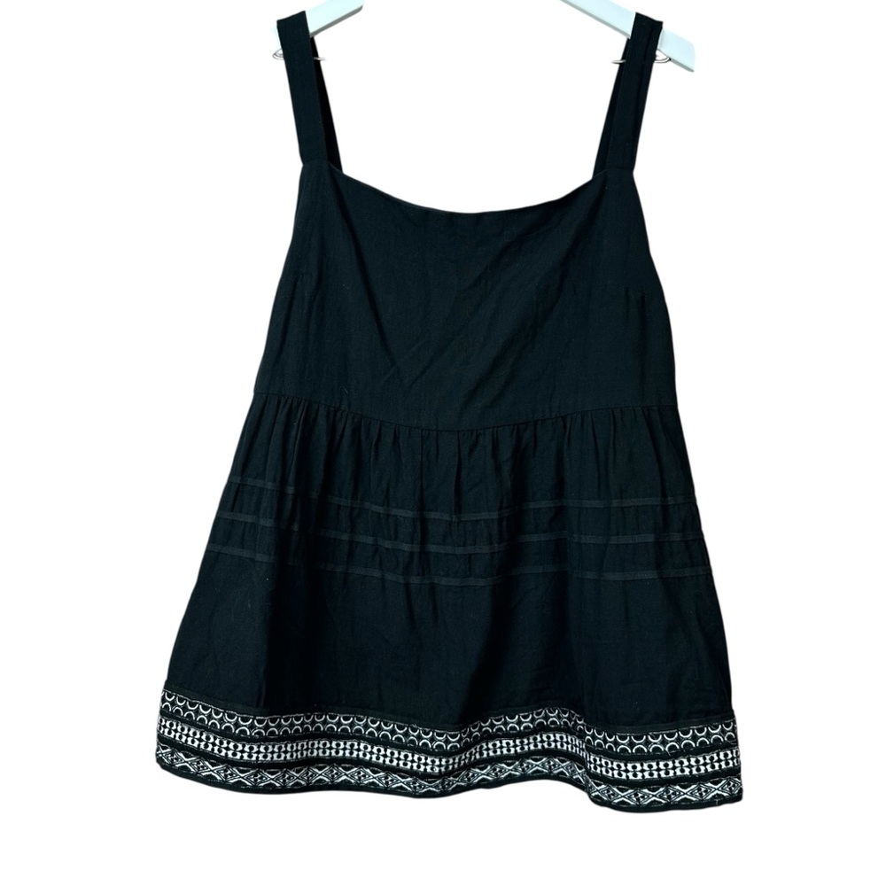 Anthropologie Amit Aggarwal Black Embroidered Tank Top Women Sz